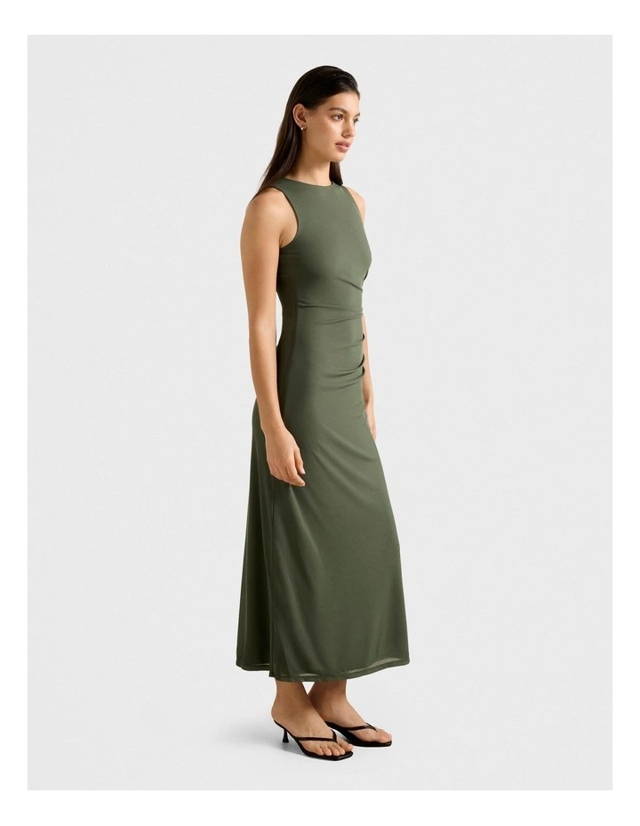 Amaya Sleeveless Mesh Midi Dress in Green image 3