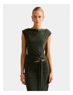 Jazelle Hardware Drape Detail Top in Green