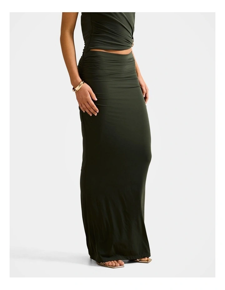 Jazelle Jersey Maxi Skirt in Green image 3