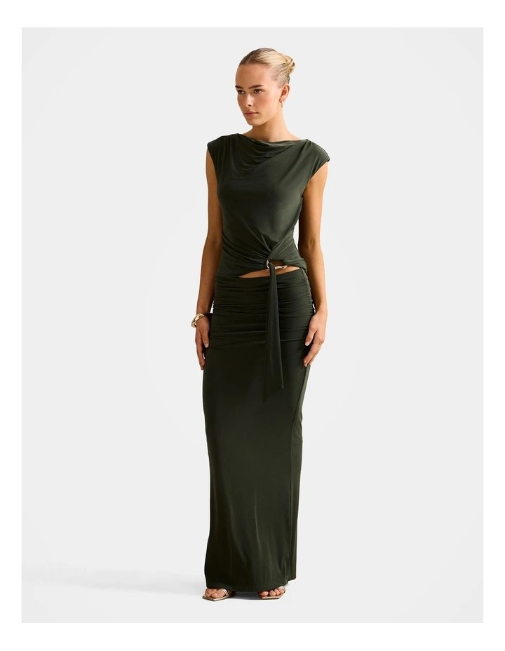 Jazelle Jersey Maxi Skirt in Green image 5