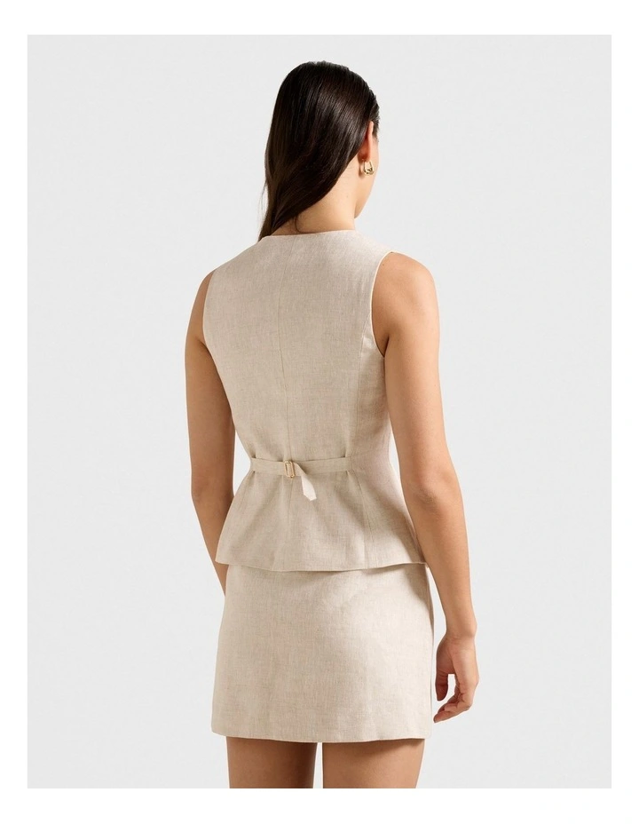 Carla Linen Waistcoat in Beige image 2