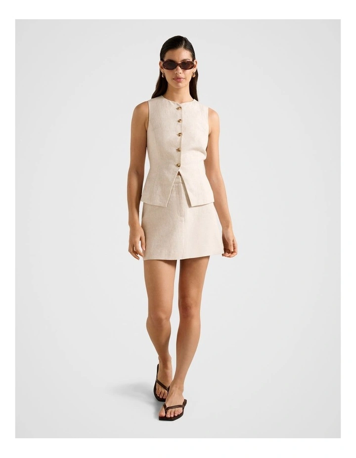 Carla Linen Waistcoat in Beige image 5