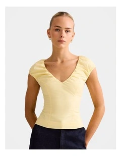 Mira V Neck Top in Yellow