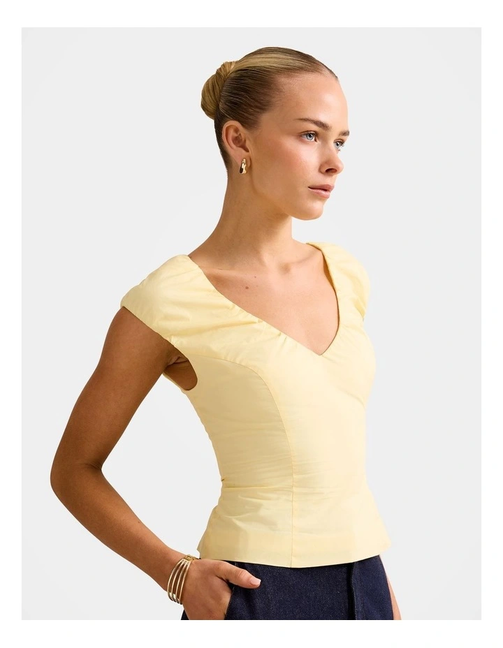 Mira V Neck Top in Yellow image 3