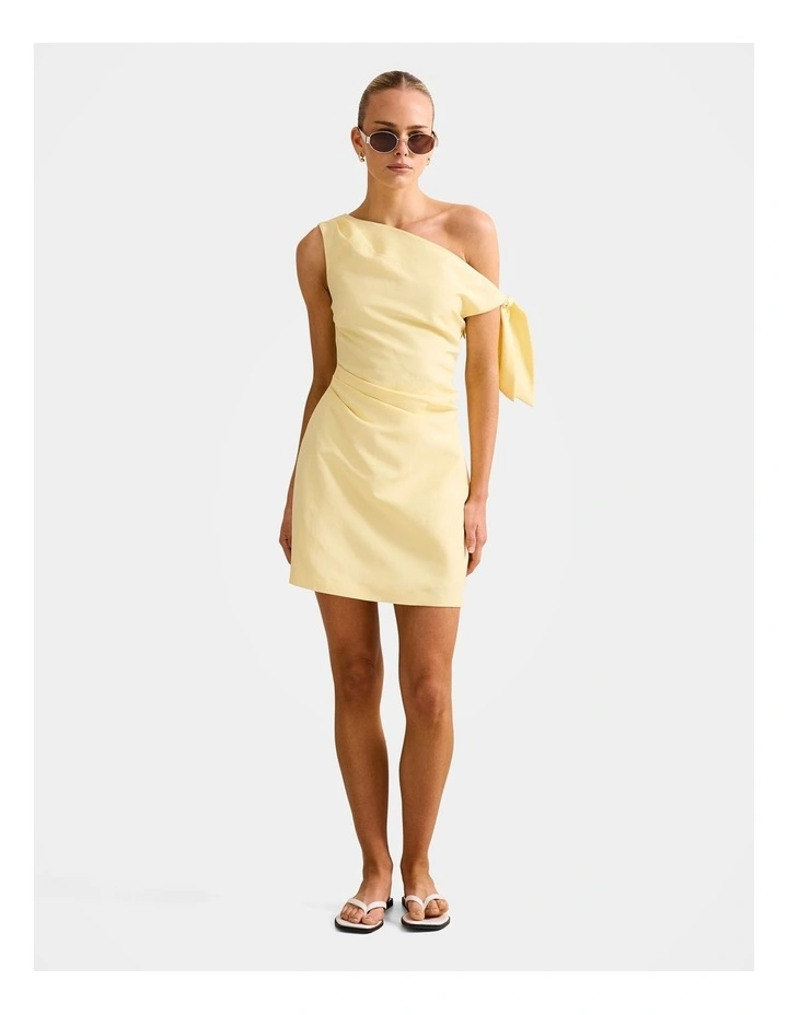 Cinzia Tipped Shoulder Linen Mini Dress in Yellow image 5