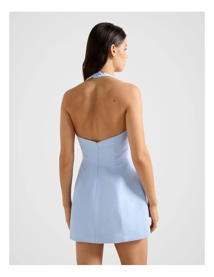 Corinna Halter Neck Mini Dress in Blue image 2