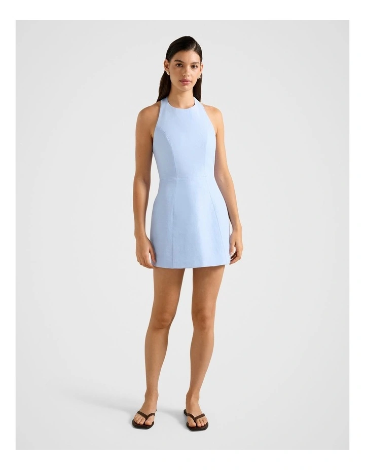 Corinna Halter Neck Mini Dress in Blue image 5