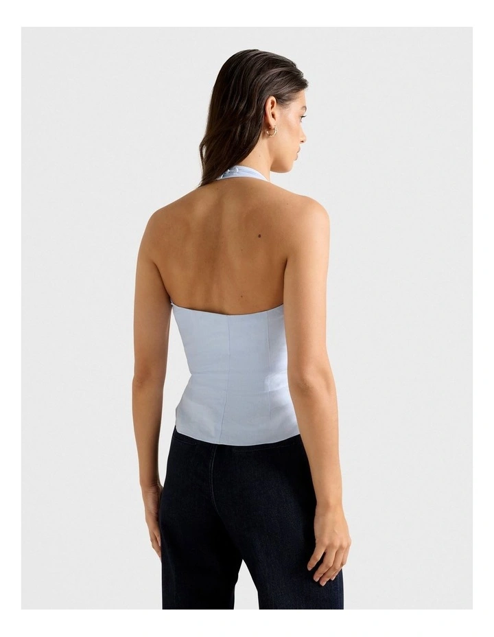 Shelby Halter Neck Top in Blue image 2