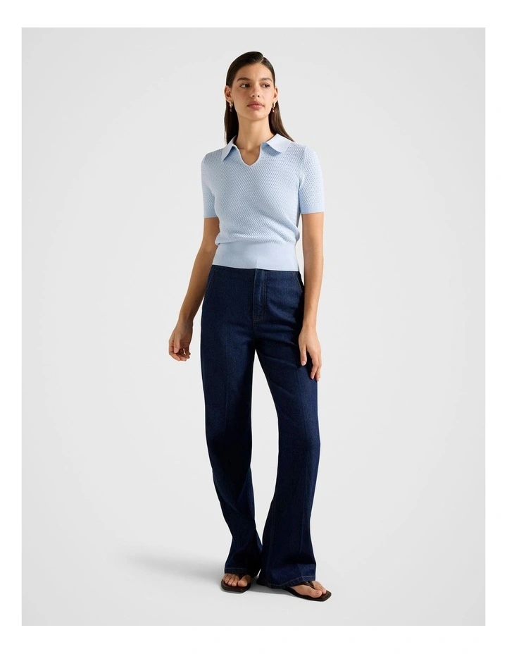 Alice Stitch Interest Polo Top in Blue image 5