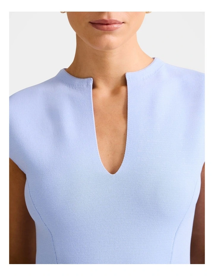 Katerina Crepe Knitted Mini Dress in Blue image 4