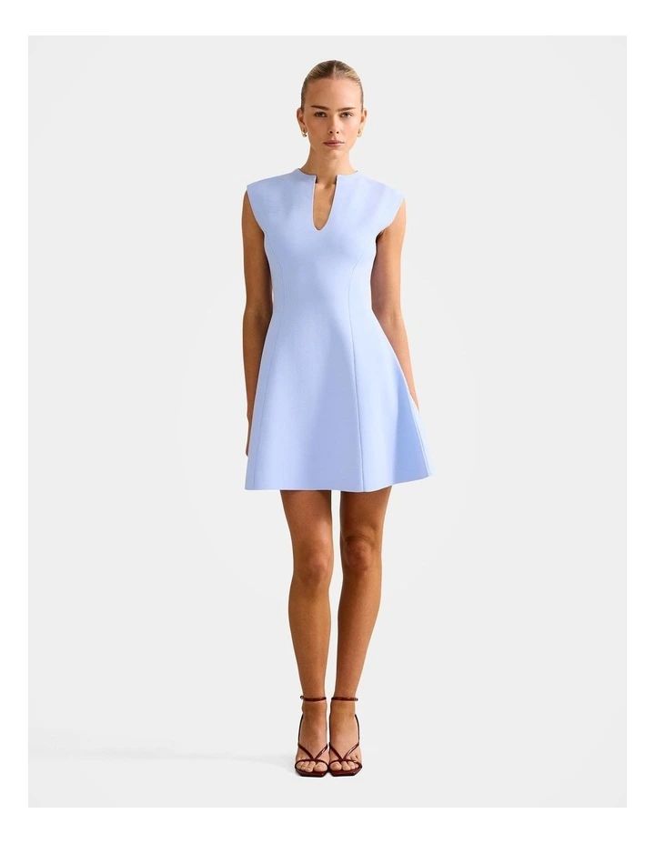 Katerina Crepe Knitted Mini Dress in Blue image 5
