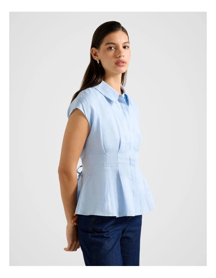Carina Pleated Shirt in Blue image 3