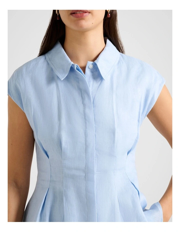 Carina Pleated Shirt in Blue image 4