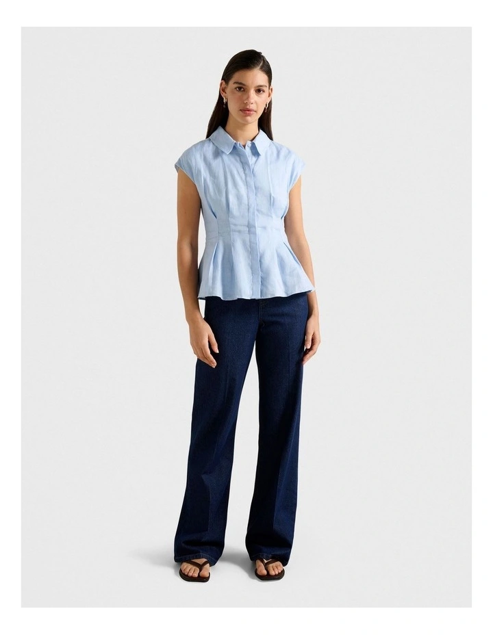 Carina Pleated Shirt in Blue image 5