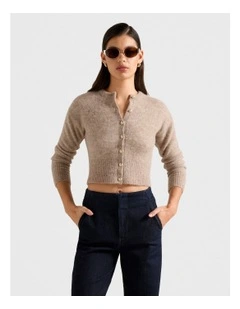 Tilly Crew Neck Cardigan in Beige