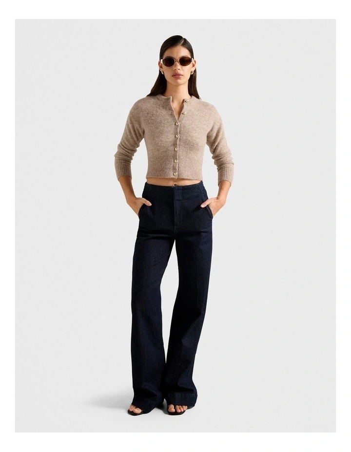 Tilly Crew Neck Cardigan in Beige image 5
