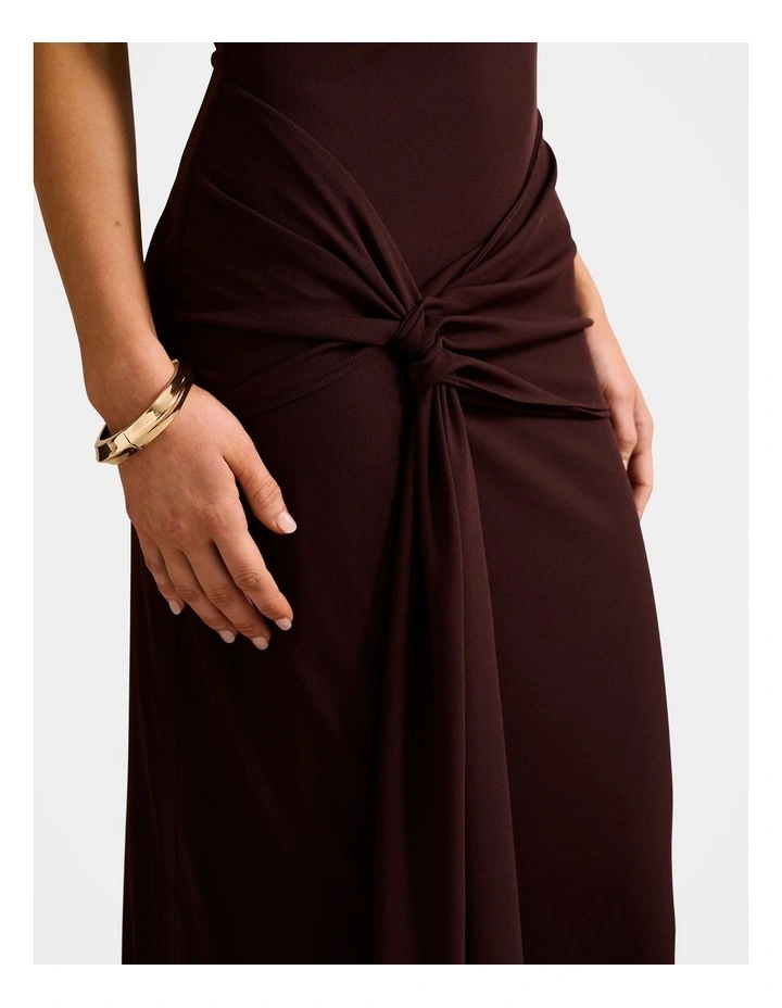 Abby Halter Neck Mesh Maxi Dress in Brown image 4