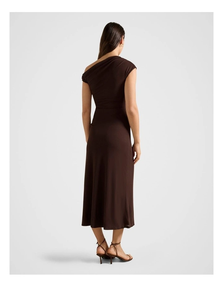 Paris Draped Mesh Midi Dress in Brown image 2