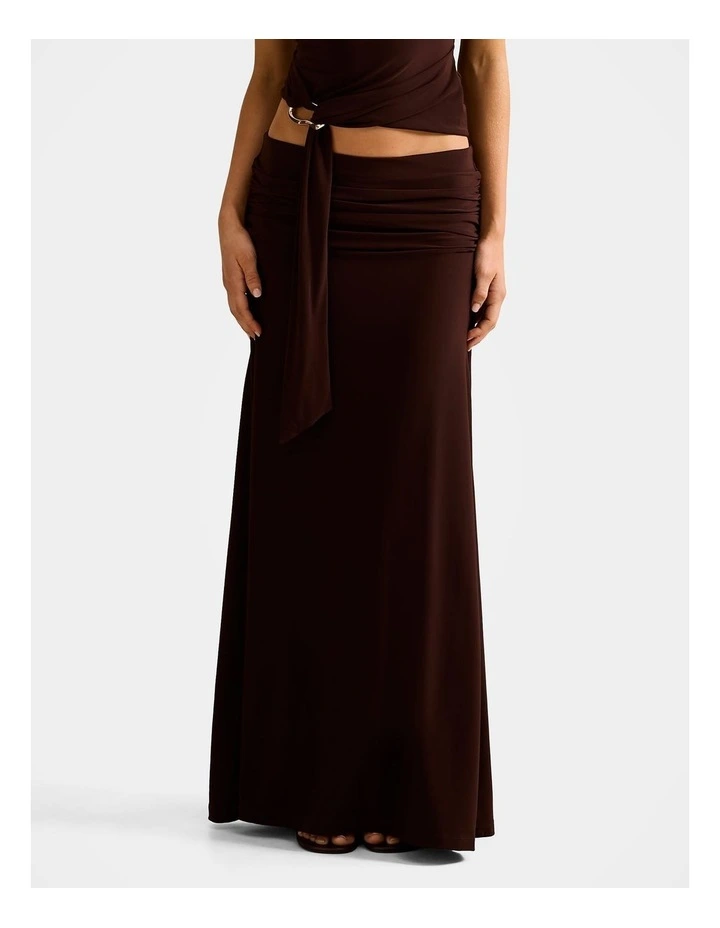 Mimi Flute Maxi Skirt in Brown image 1