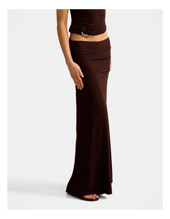 Mimi Flute Maxi Skirt in Brown image 3