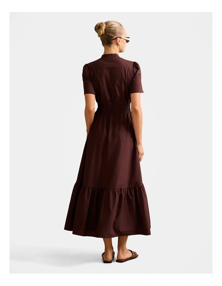 Eleanor Button Down Midi Dress in Brown image 2