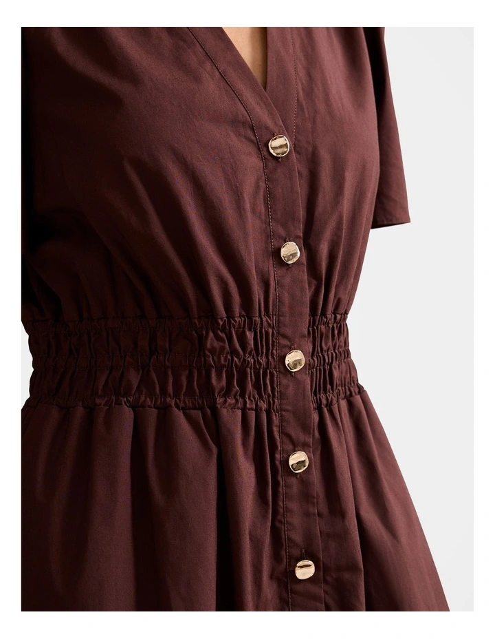 Eleanor Button Down Midi Dress in Brown image 4