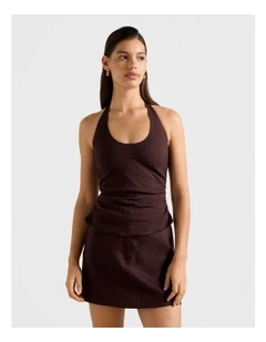 Shelby Halter Neck Top in Brown