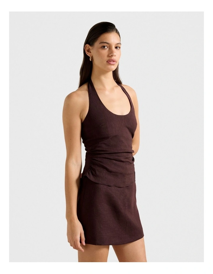 Shelby Halter Neck Top in Brown image 3