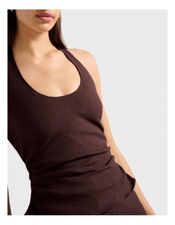 Shelby Halter Neck Top in Brown image 4