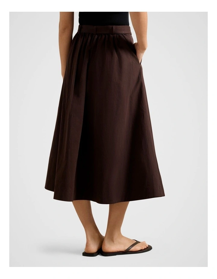 Devon Belted Midi Skirt in Brown image 2