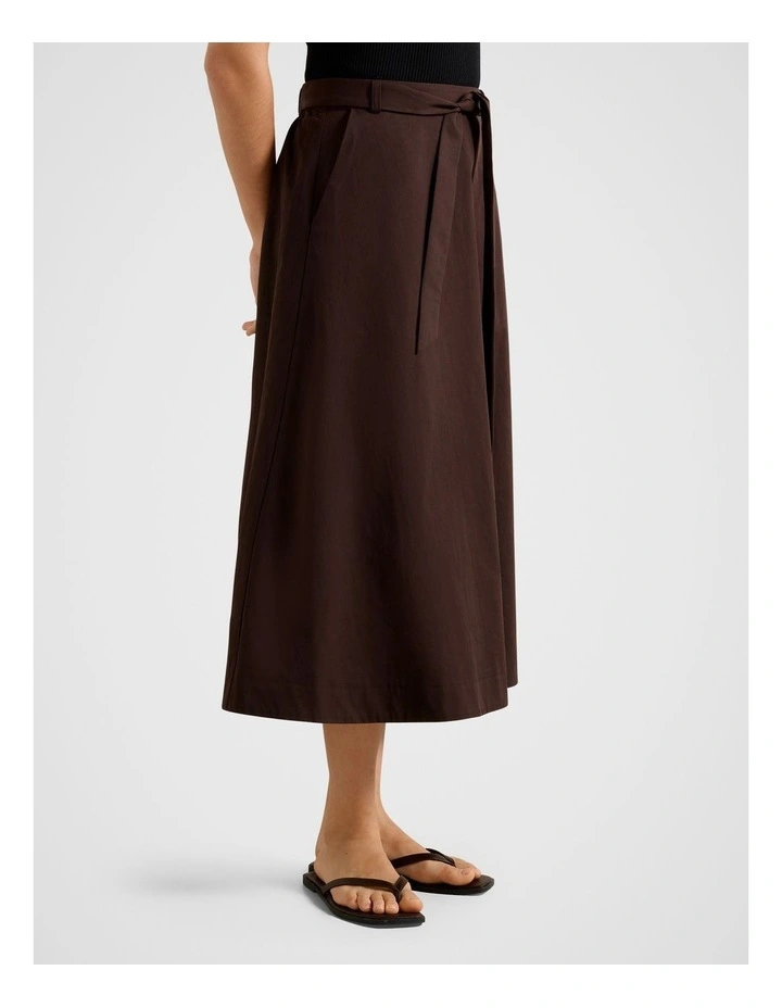 Devon Belted Midi Skirt in Brown image 3