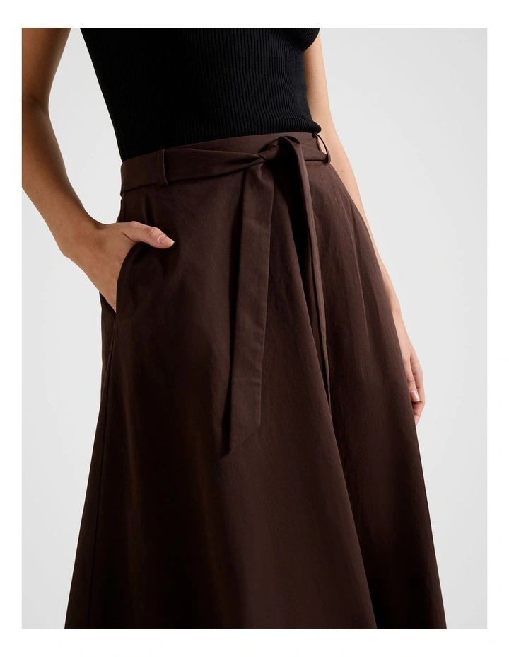 Devon Belted Midi Skirt in Brown image 4