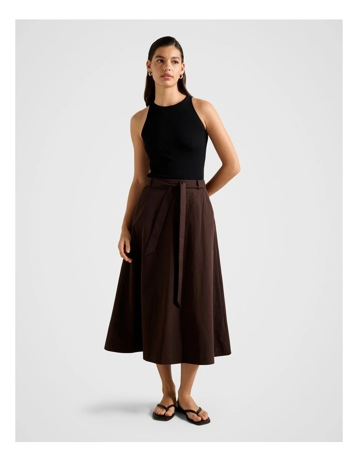 Devon Belted Midi Skirt in Brown image 5