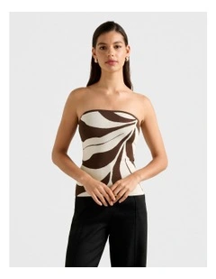 Natalia Knitted Bandeau Top in Brown