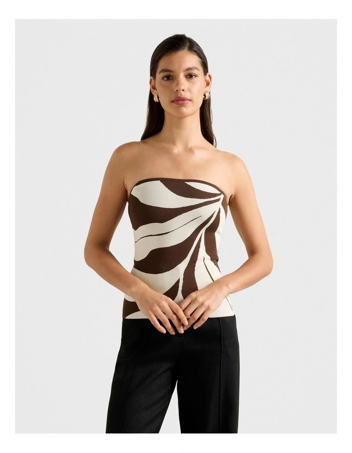 Natalia Knitted Bandeau Top in Brown image 1