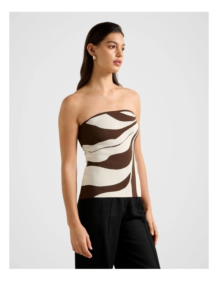 Natalia Knitted Bandeau Top in Brown image 3