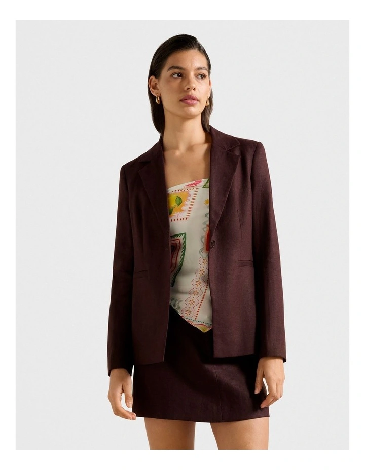 Lucy Linen Blazer in Brown image 1