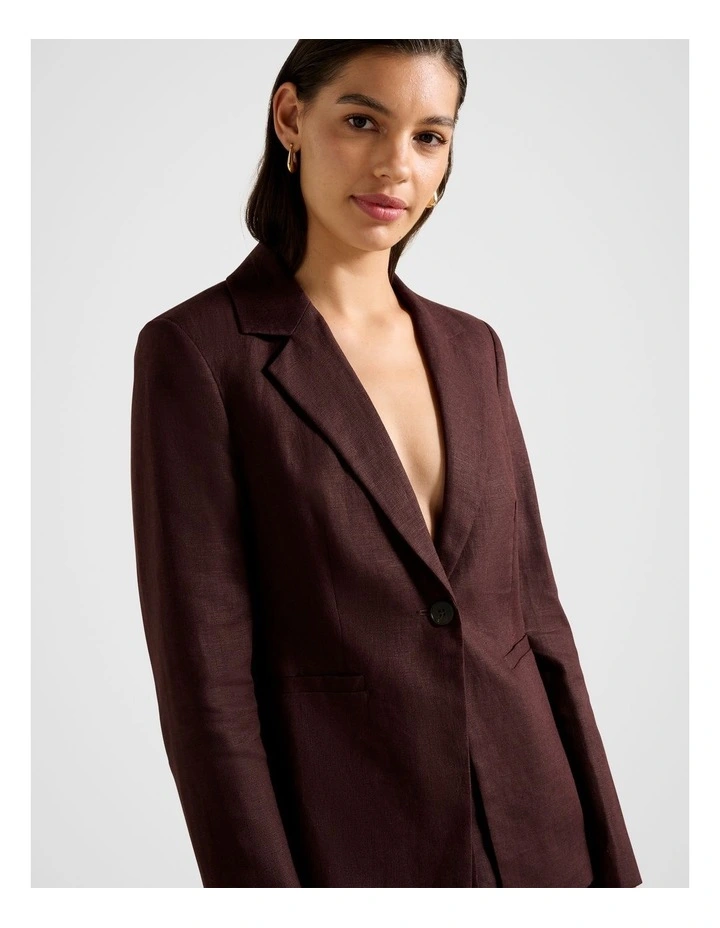 Lucy Linen Blazer in Brown image 4