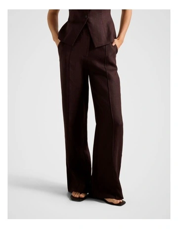 Posey Linen Wide Leg Pants in Brown