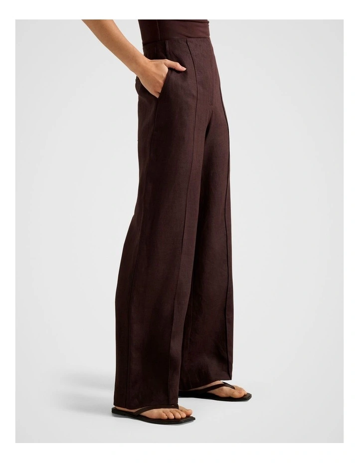Posey Linen Wide Leg Pants in Brown image 3