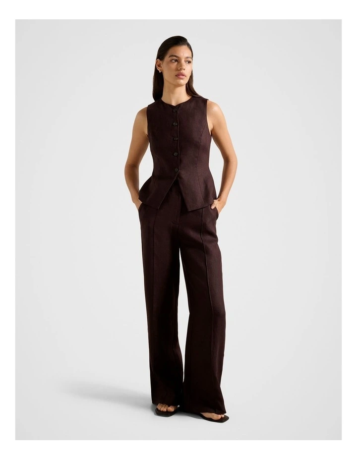 Posey Linen Wide Leg Pants in Brown image 5