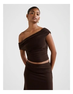 Mimi Off Shoulder Top in Chocolate