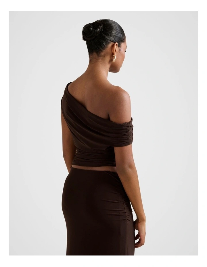 Mimi Off Shoulder Top in Chocolate image 2