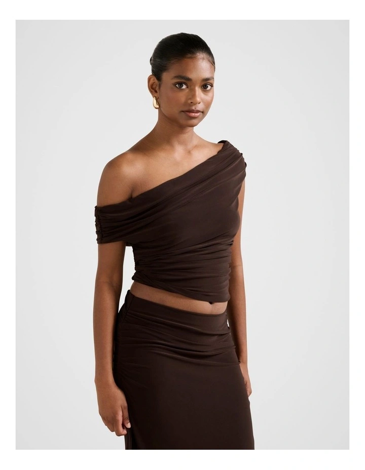 Mimi Off Shoulder Top in Chocolate image 3