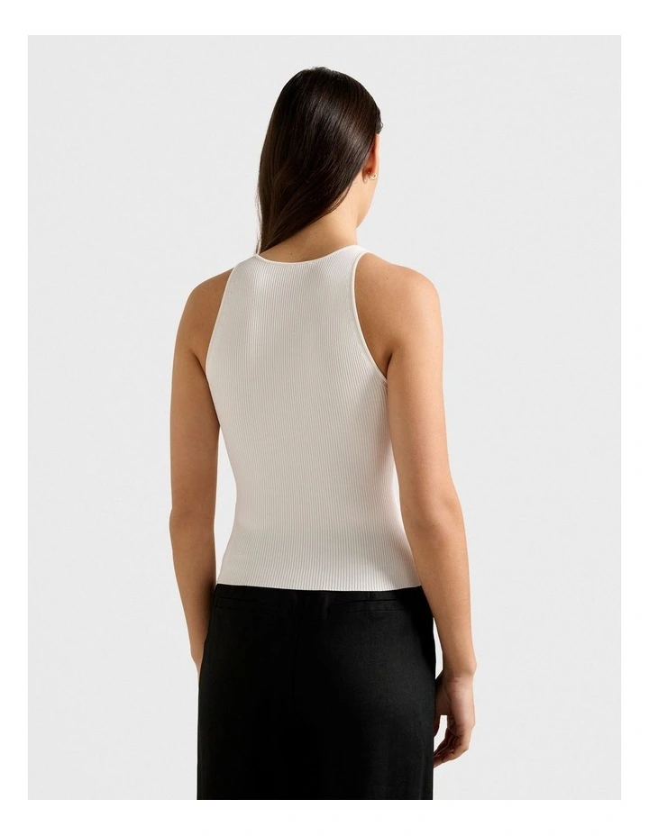 Carla Racer Knitted Rib Tank Top in Cream image 2