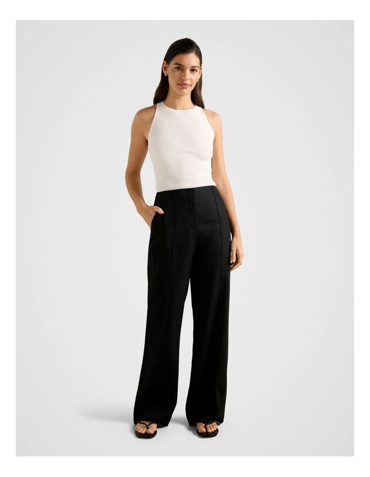 Carla Racer Knitted Rib Tank Top in Cream image 5