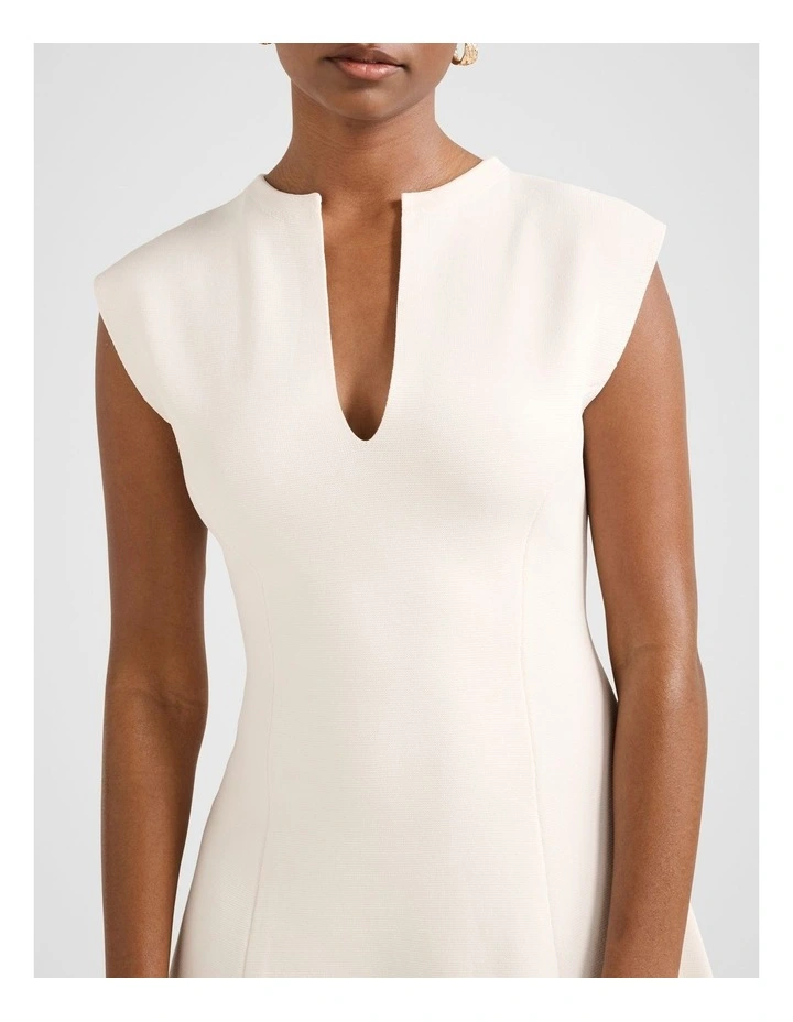 Katerina Crepe Knitted Mini Dress in Cream image 4