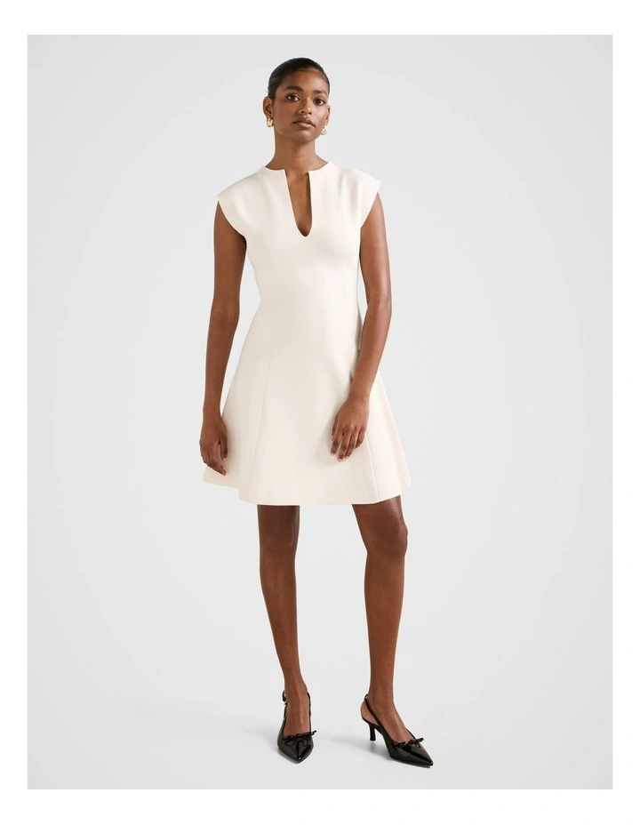 Katerina Crepe Knitted Mini Dress in Cream image 5