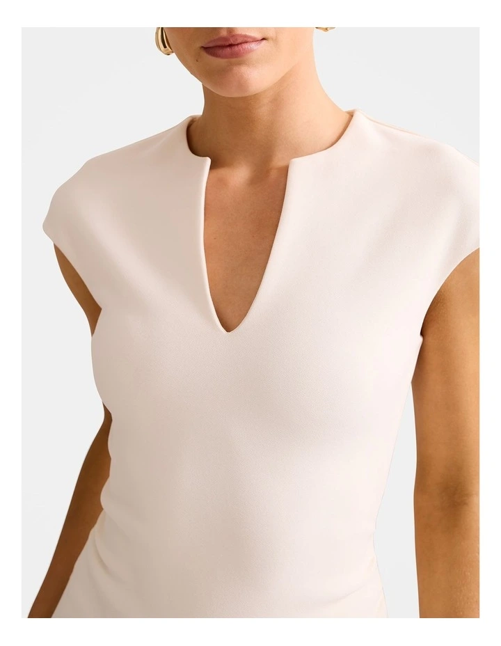 Montana V Neck Extended Shoulder Top in Cream image 4