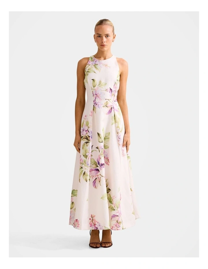 Sophia High Neck Printed Midi Dress in Multi image 1